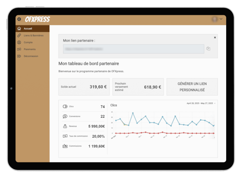 ofxpress tableau bord partenaire OFXpress - Conversion relevés bancaires - Partenaires
